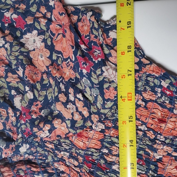 Angie Floral BoHo Smocked Mini Dress Size XL V-neck Flutter Sleeve - Picture 10 of 11